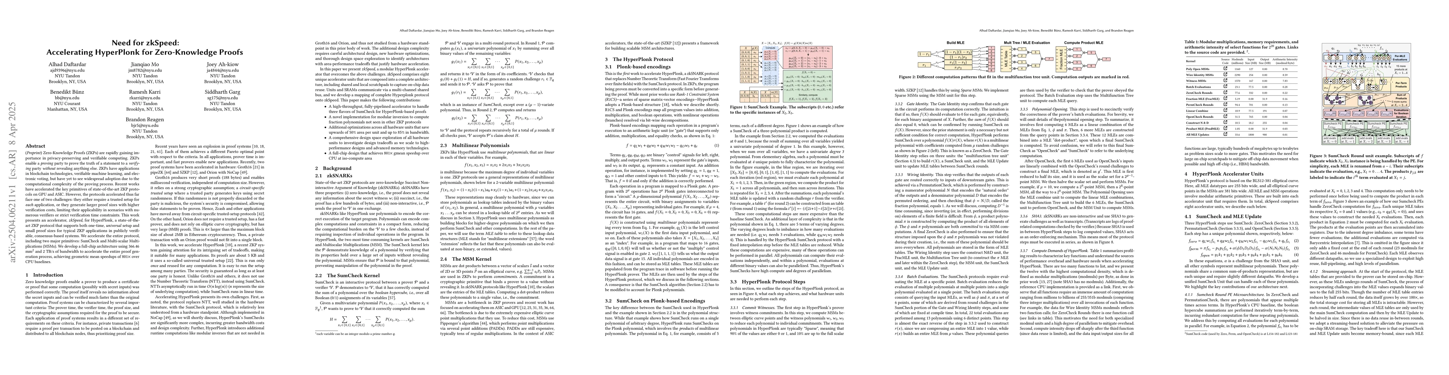Thumbnail for Need for zkSpeed: Accelerating HyperPlonk for Zero-Knowledge Proofs