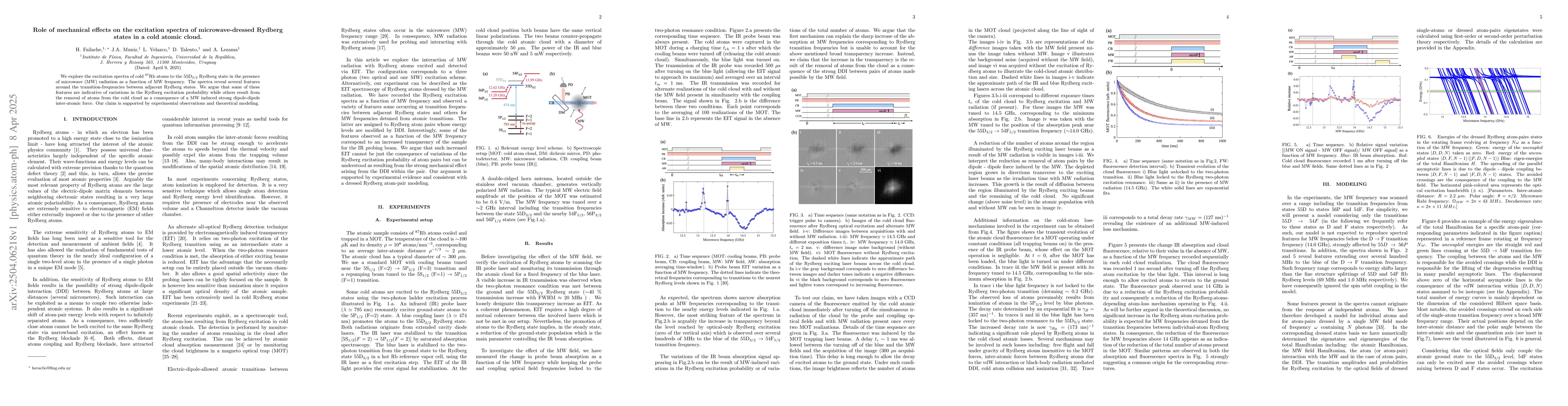 Thumbnail for Role of mechanical effects on the excitation spectra of
  microwave-dressed Rydberg states in a cold atomic cloud