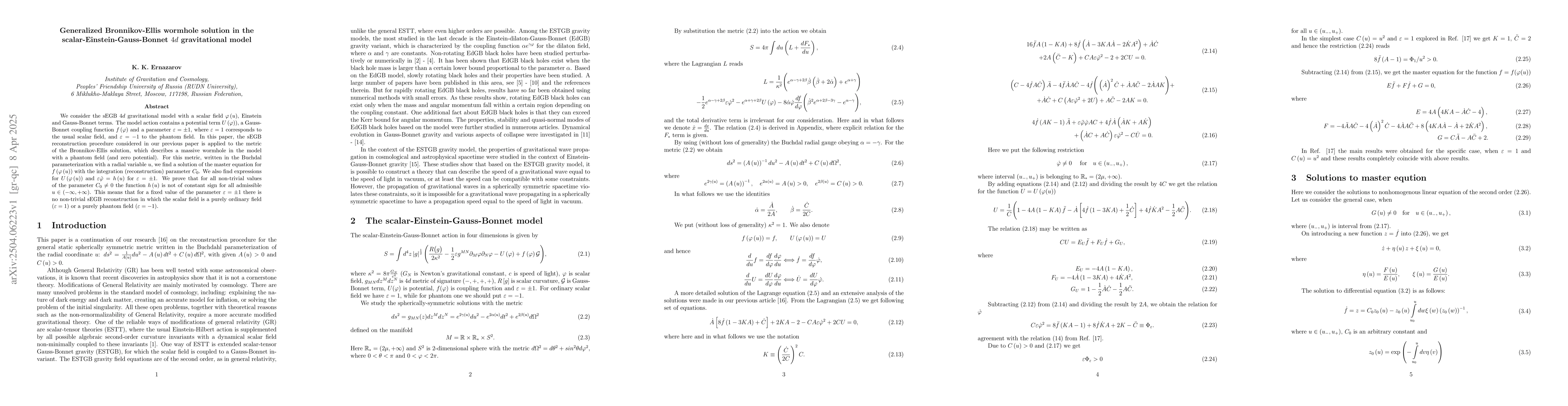 Thumbnail for Generalized Bronnikov-Ellis wormhole solution in the
  scalar-Einstein-Gauss-Bonnet $4d$ gravitational model