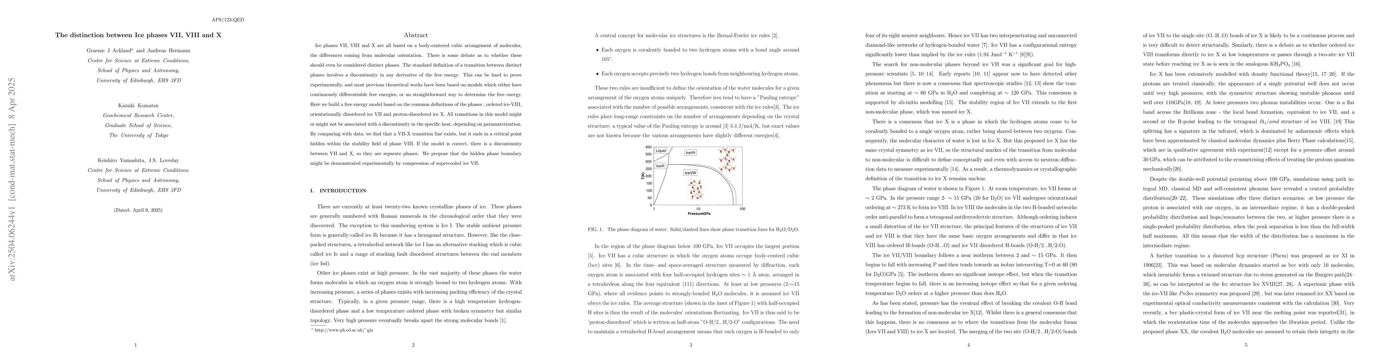 Thumbnail for The distinction between Ice phases VII, VIII and X