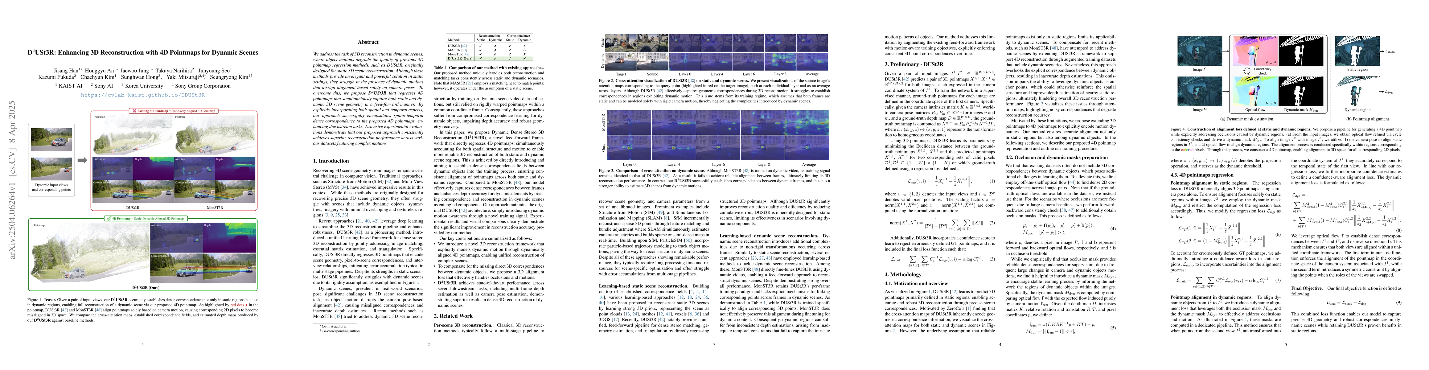 Thumbnail for D^2USt3R: Enhancing 3D Reconstruction with 4D Pointmaps for Dynamic
  Scenes