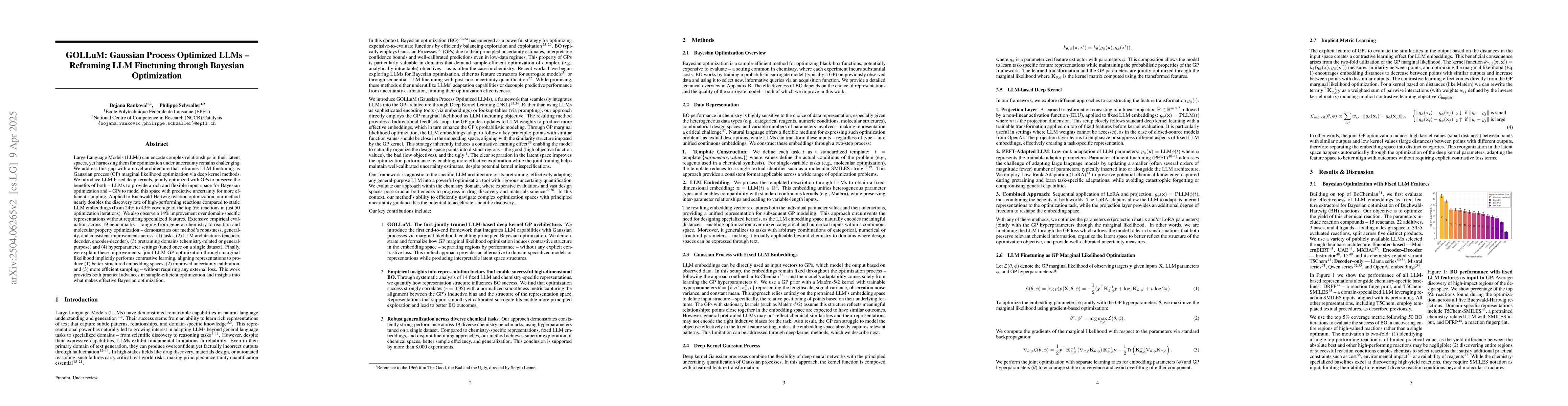 Thumbnail for GOLLuM: Gaussian Process Optimized LLMs -- Reframing LLM Finetuning
  through Bayesian Optimization