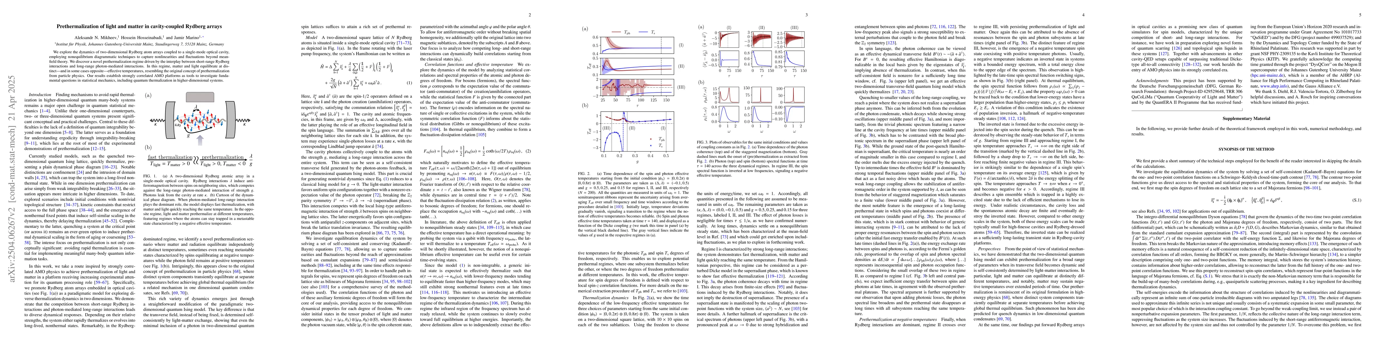 Thumbnail for Prethermalization of light and matter in cavity-coupled Rydberg arrays