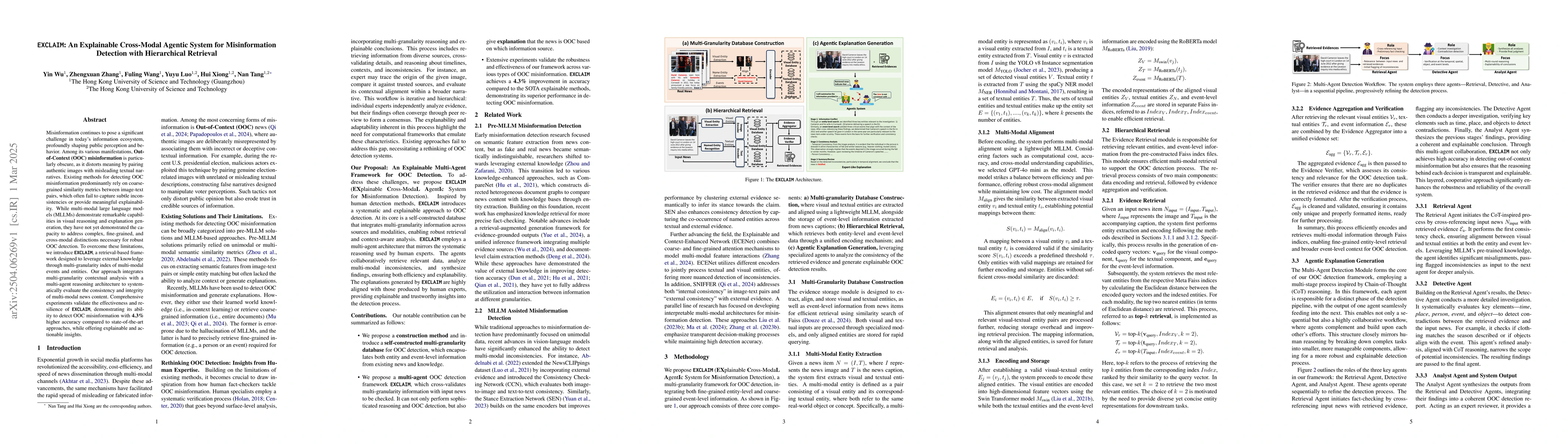 Thumbnail for EXCLAIM: An Explainable Cross-Modal Agentic System for Misinformation
  Detection with Hierarchical Retrieval