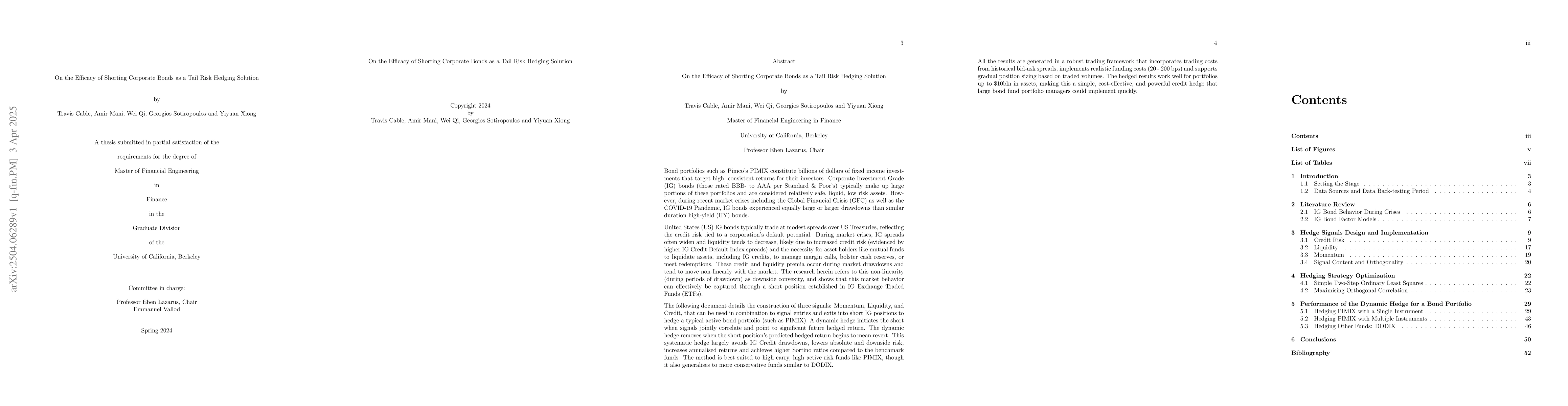 Thumbnail for On the Efficacy of Shorting Corporate Bonds as a Tail Risk Hedging
  Solution