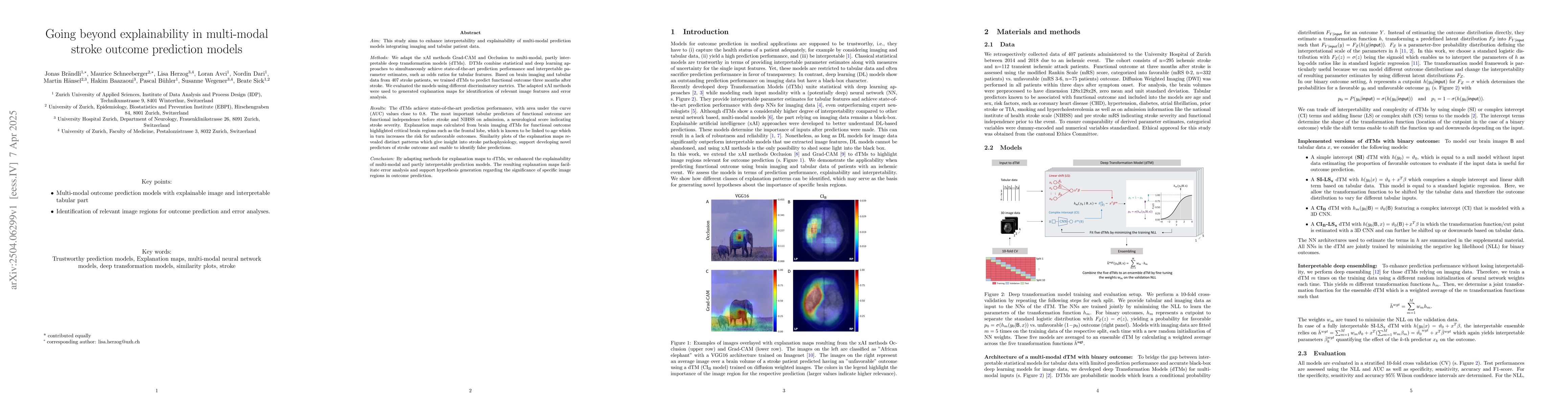 Thumbnail for Going beyond explainability in multi-modal stroke outcome prediction
  models