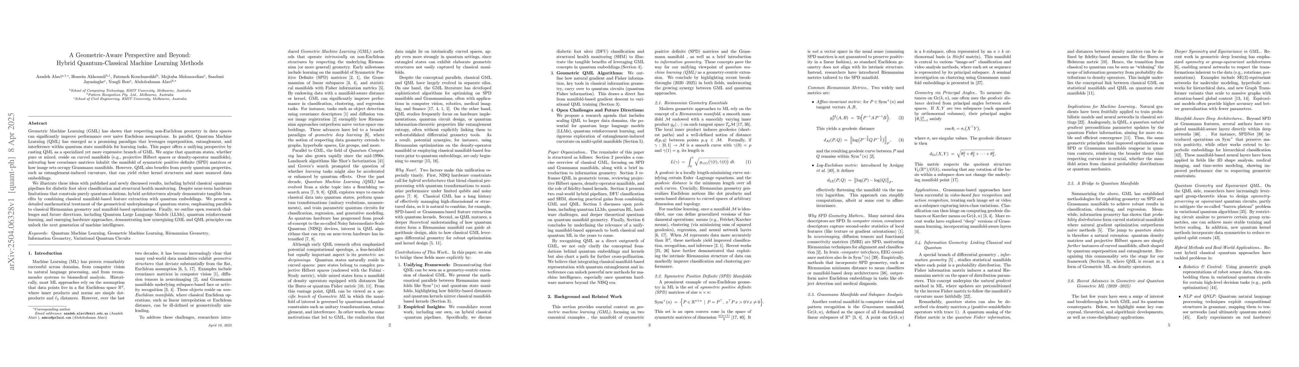 Thumbnail for A Geometric-Aware Perspective and Beyond: Hybrid Quantum-Classical
  Machine Learning Methods