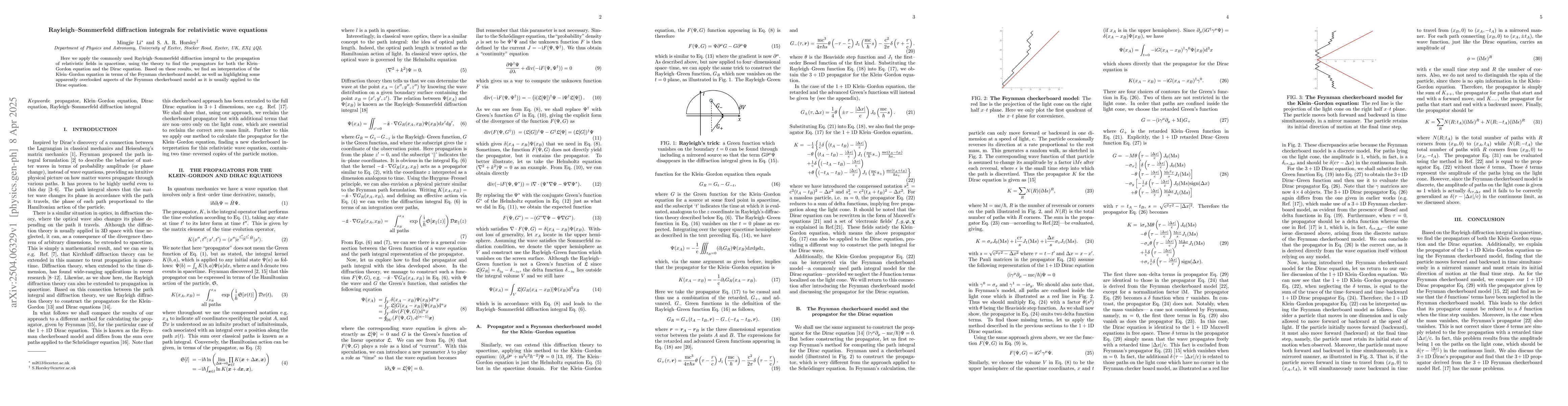 Thumbnail for Rayleigh-Sommerfeld diffraction integrals for relativistic wave
  equations