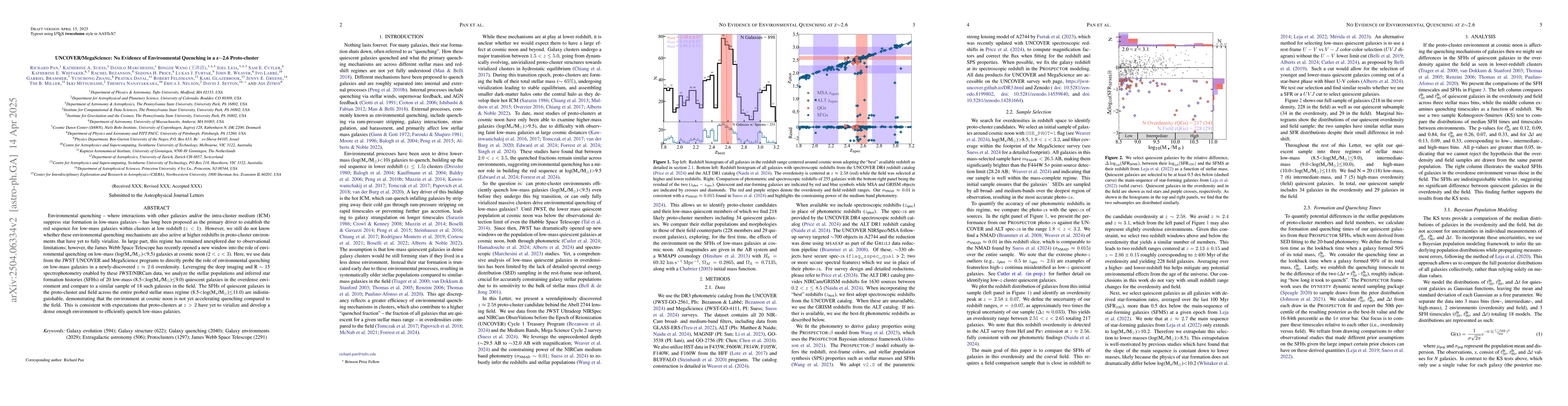 Thumbnail for UNCOVER/MegaScience: No Evidence of Environmental Quenching in a
  z$\sim$2.6 Proto-cluster