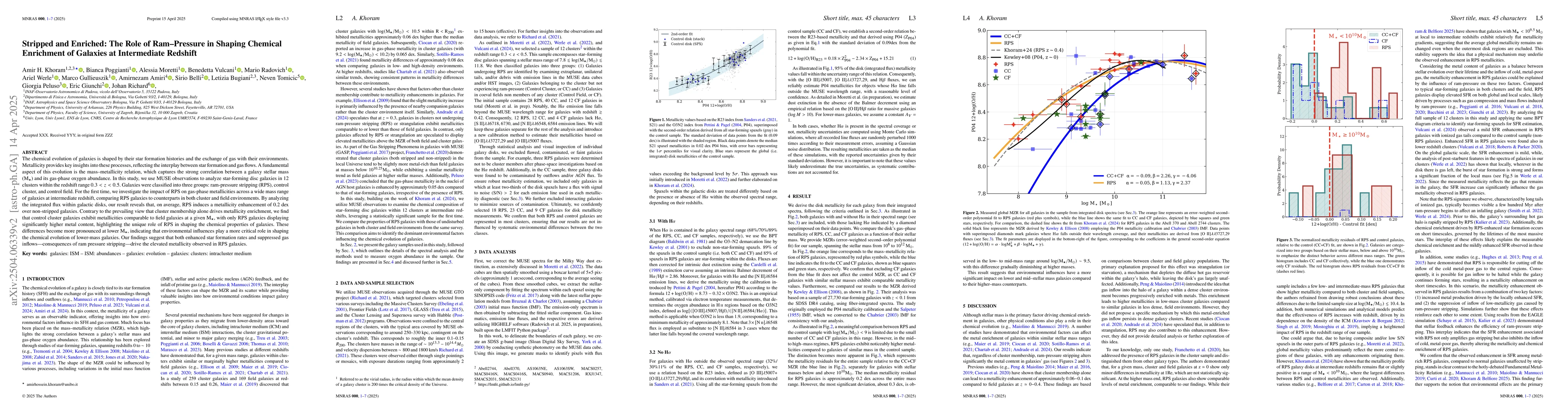 Thumbnail for Stripped and Enriched: The Role of Ram-Pressure in Shaping Chemical
  Enrichment of Galaxies at Intermediate Redshift