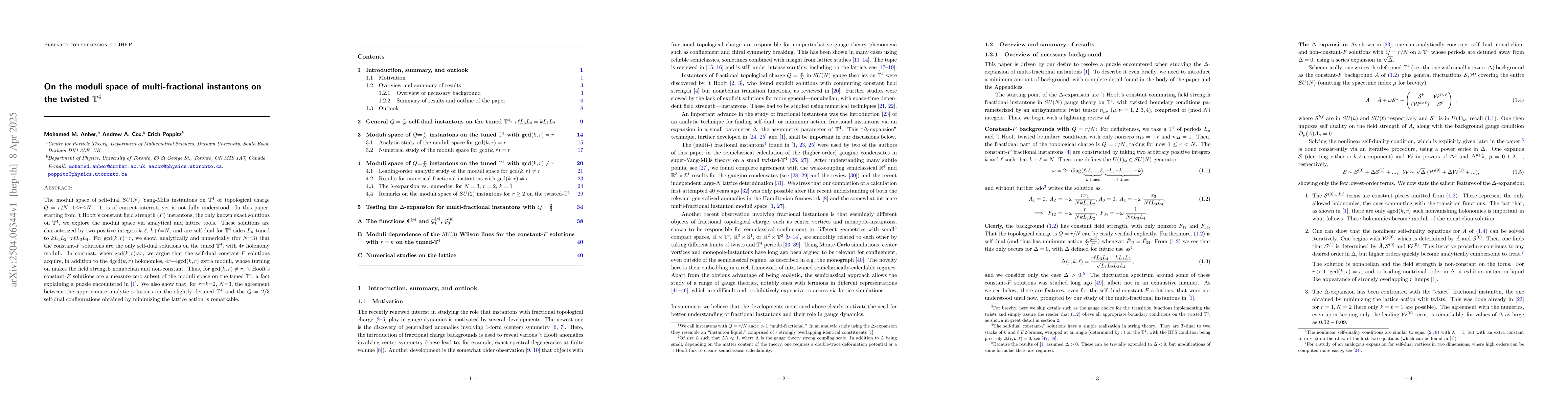Thumbnail for On the moduli space of multi-fractional instantons on the twisted
  $\mathbb T^4$
