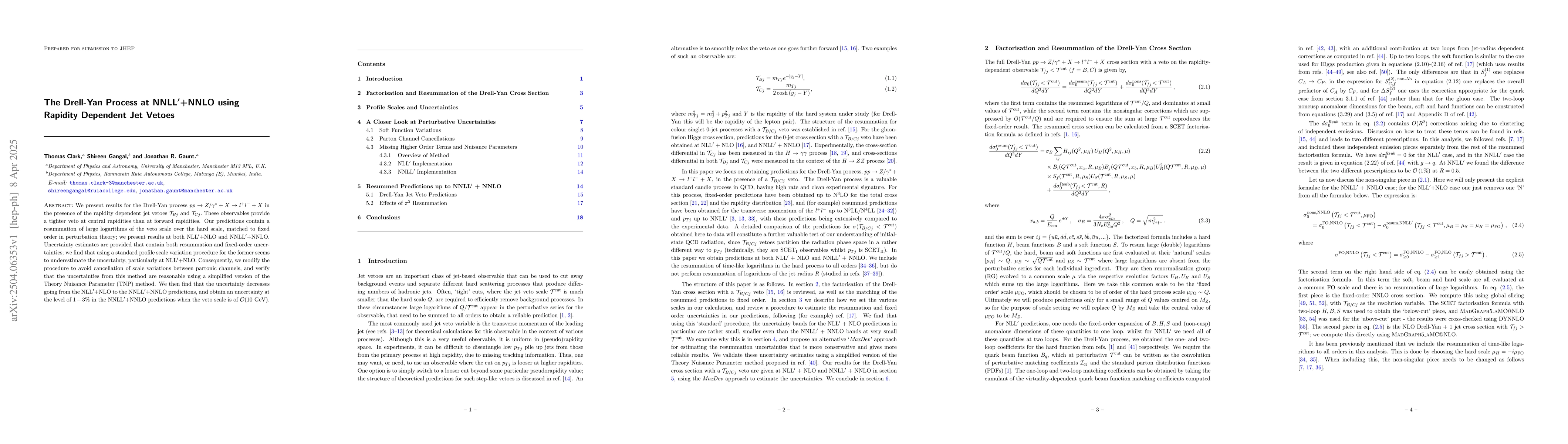 Thumbnail for The Drell-Yan Process at NNLL$^\prime$+NNLO using Rapidity Dependent Jet
  Vetoes
