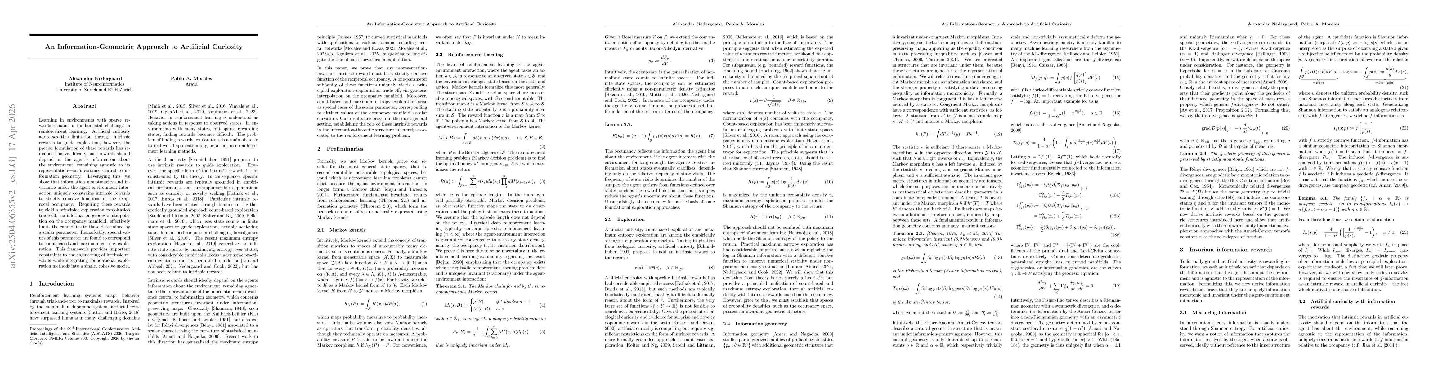 Thumbnail for An Information-Geometric Approach to Artificial Curiosity