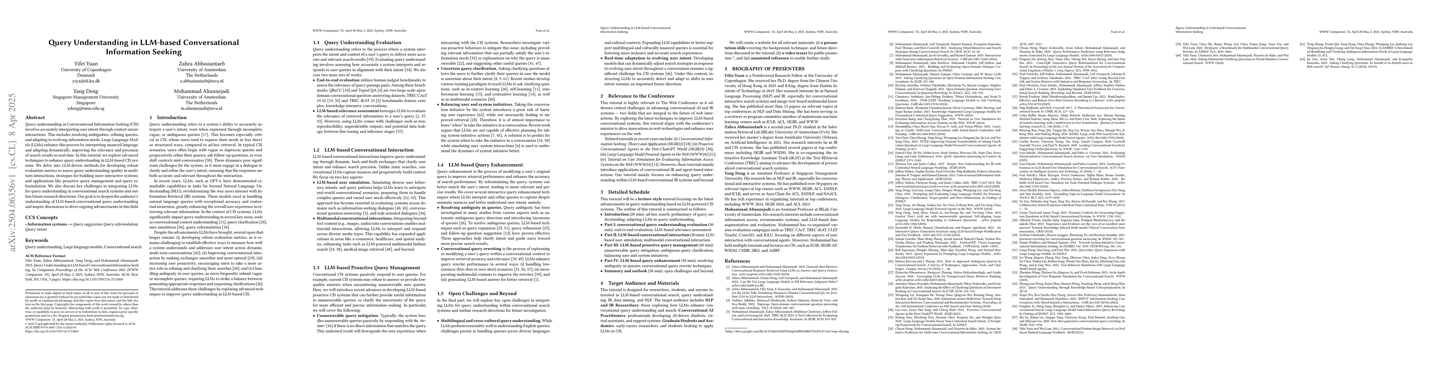 Thumbnail for Query Understanding in LLM-based Conversational Information Seeking