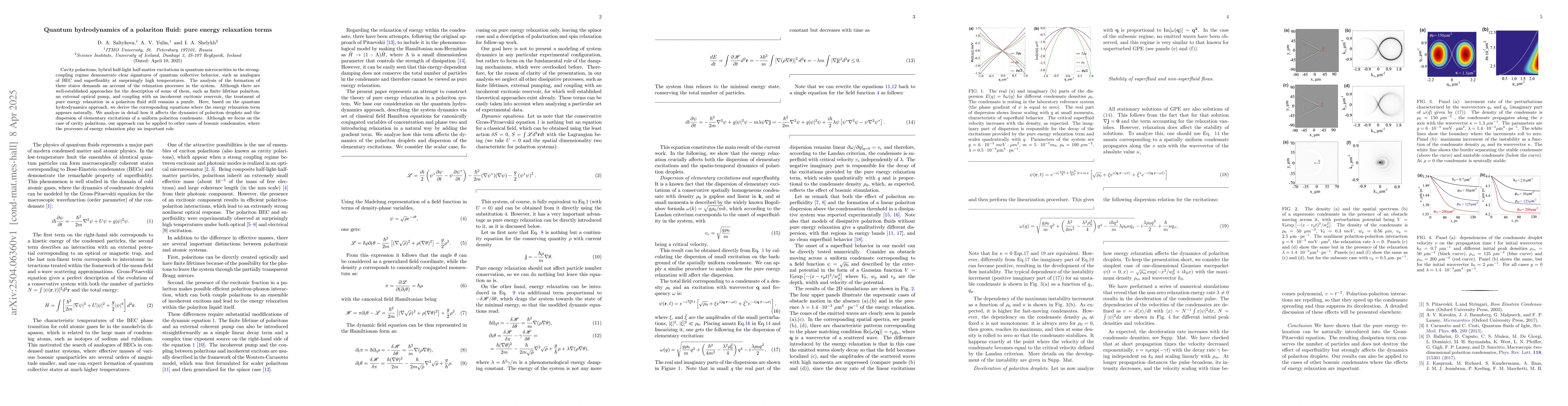 Thumbnail for Quantum hydrodynamics of a polariton fluid: pure energy relaxation terms