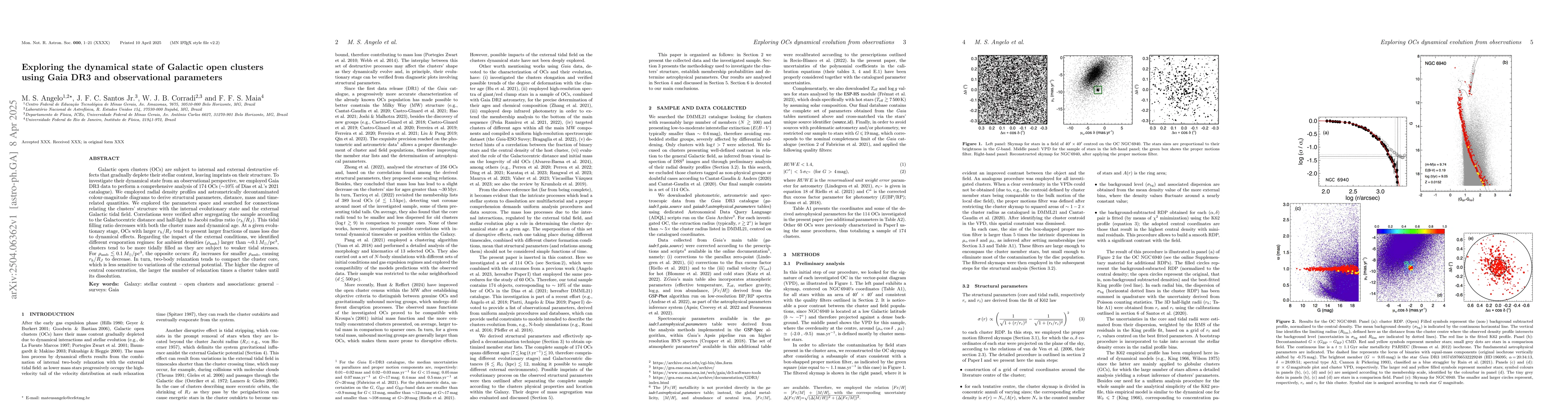 Thumbnail for Exploring the dynamical state of Galactic open clusters using Gaia DR3
  and observational parameters