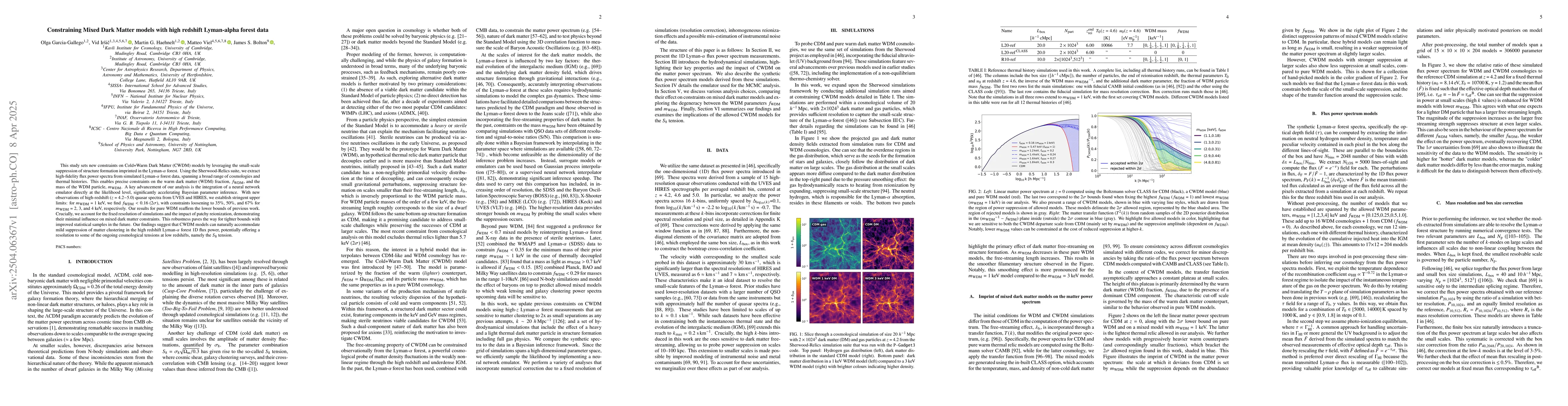 Thumbnail for Constraining Mixed Dark Matter models with high redshift Lyman-alpha
  forest data