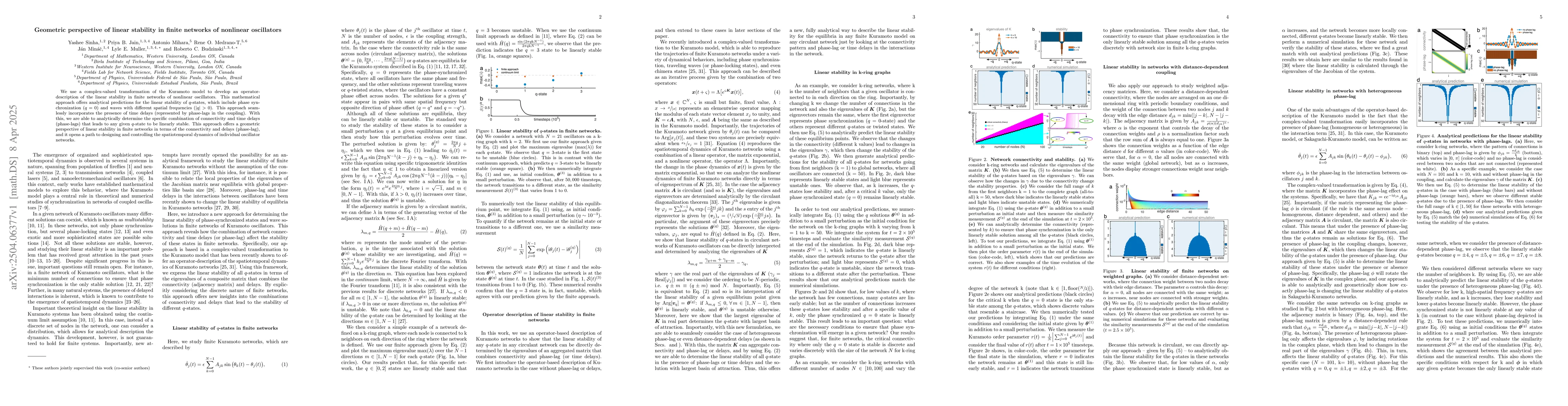 Thumbnail for Geometric perspective of linear stability in finite networks of
  nonlinear oscillators
