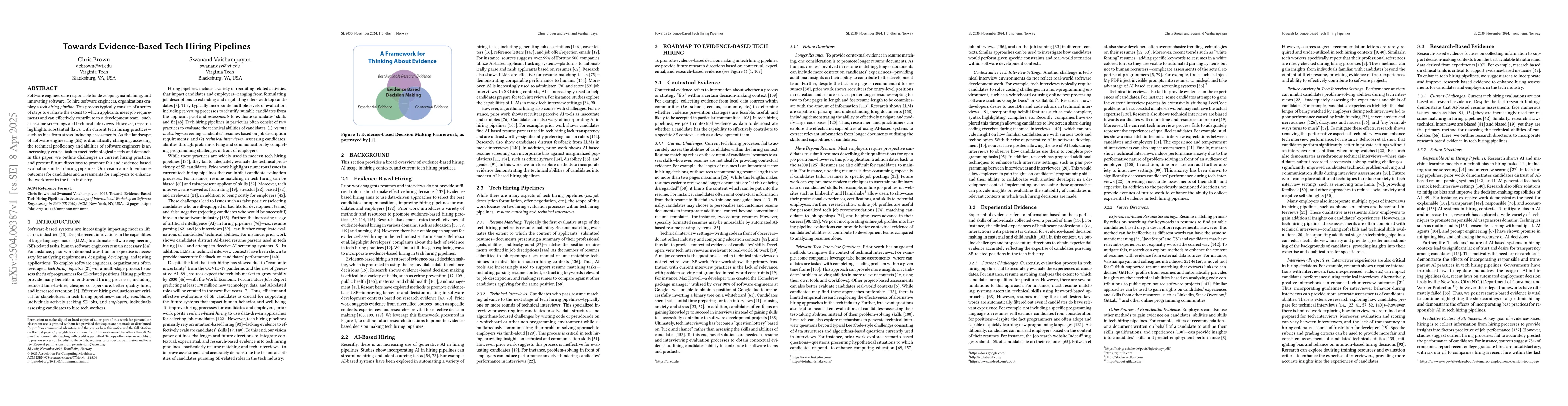 Thumbnail for Towards Evidence-Based Tech Hiring Pipelines