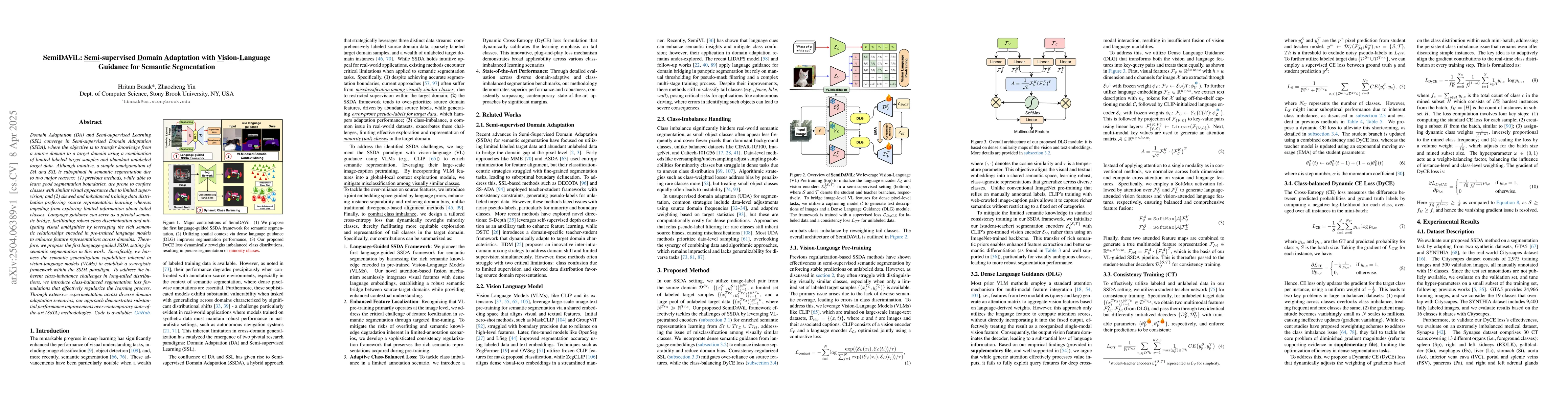 Thumbnail for SemiDAViL: Semi-supervised Domain Adaptation with Vision-Language
  Guidance for Semantic Segmentation