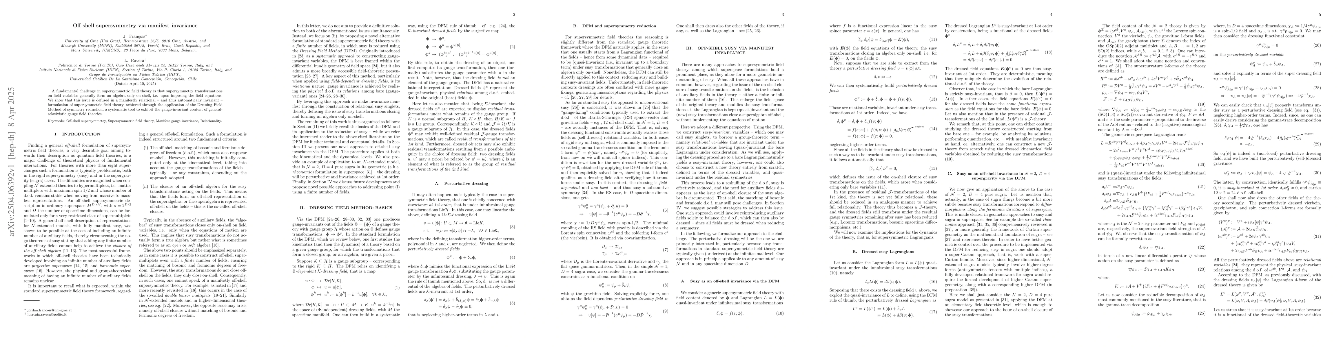 Thumbnail for Off-shell supersymmetry via manifest invariance