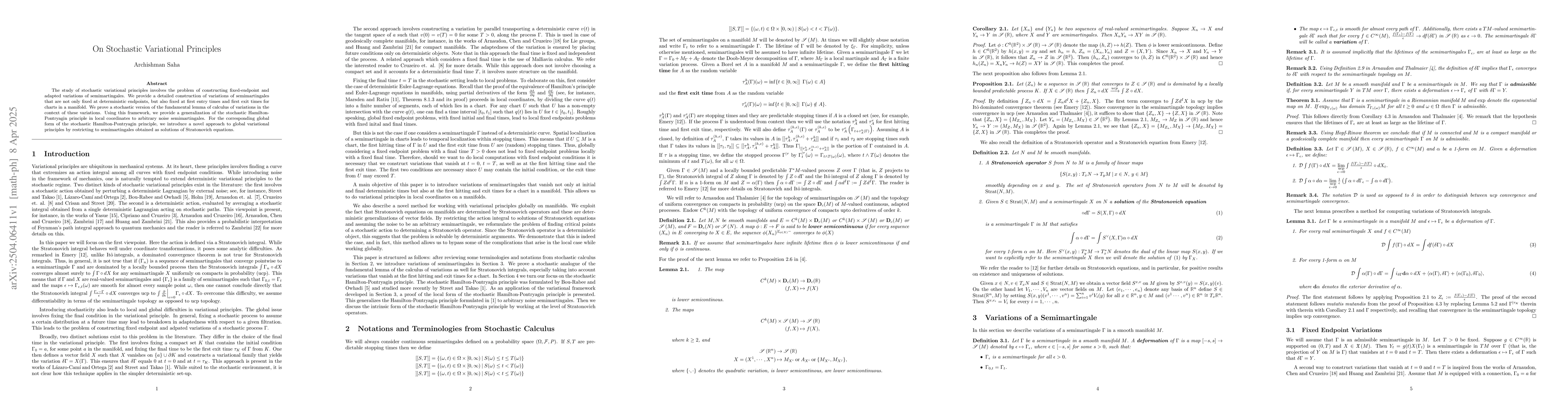 Thumbnail for On Stochastic Variational Principles