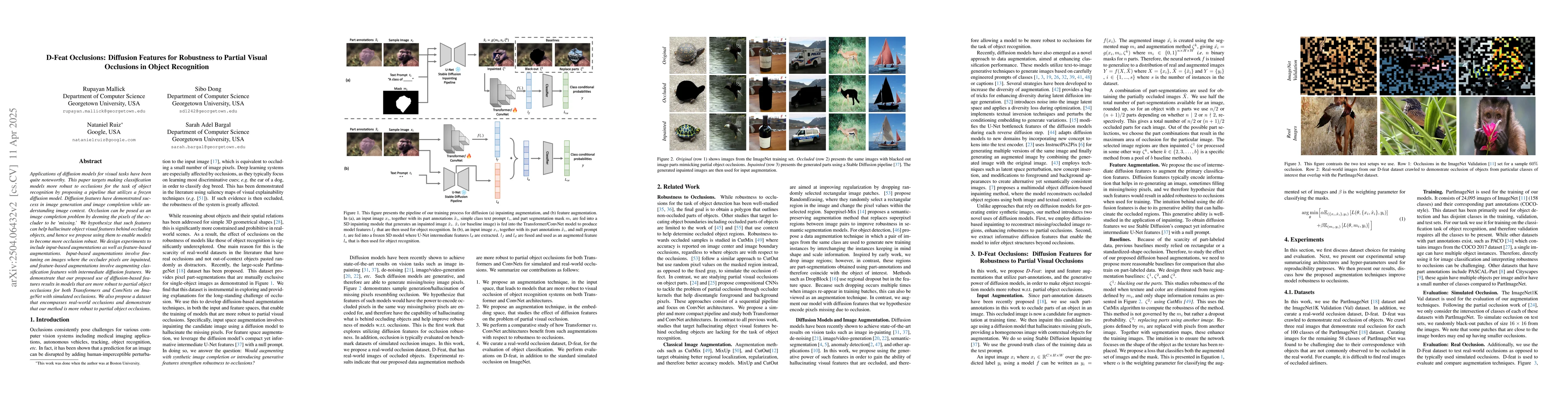 Thumbnail for D-Feat Occlusions: Diffusion Features for Robustness to Partial Visual
  Occlusions in Object Recognition