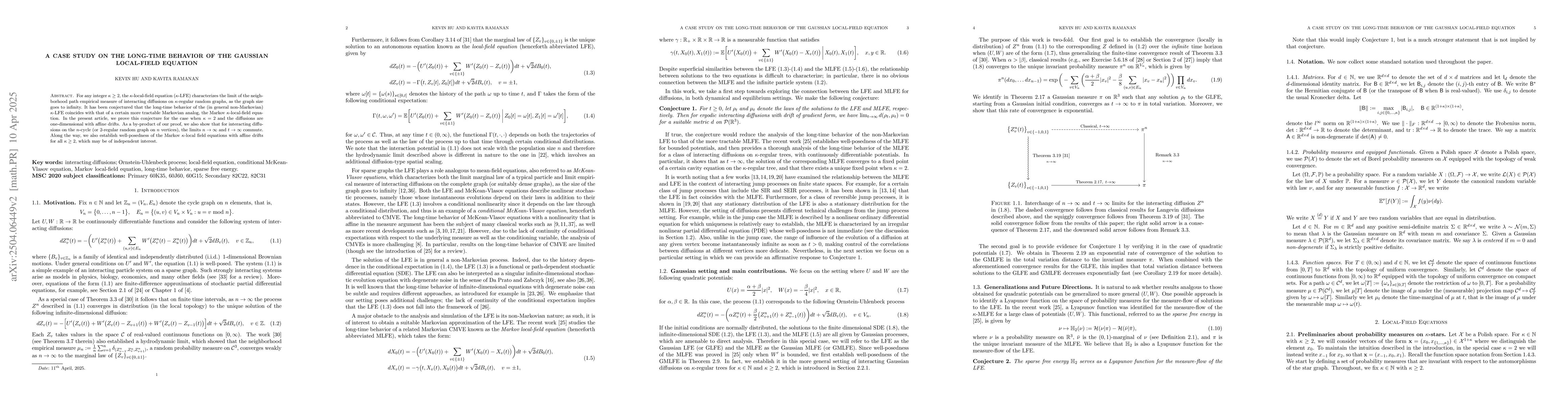 Thumbnail for A case study of the long-time behavior of the Gaussian local-field
  equation