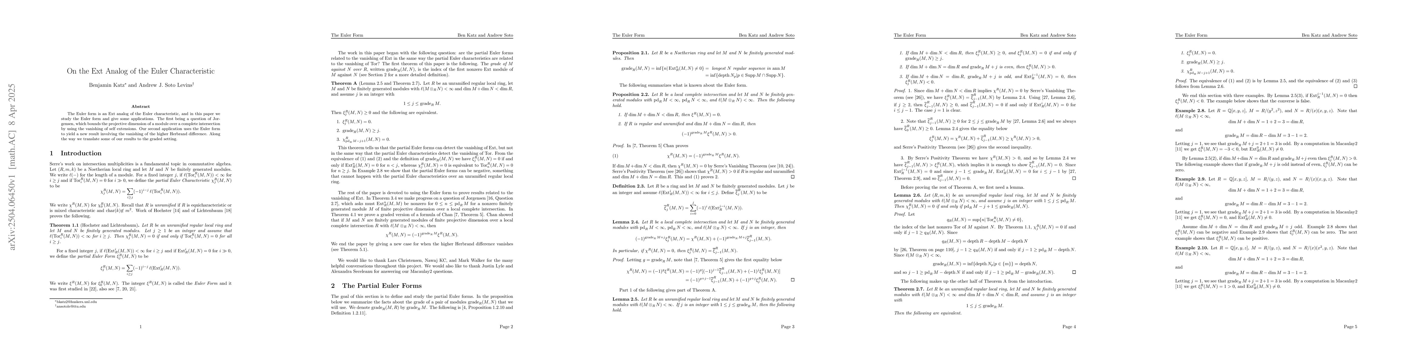 Thumbnail for On the Ext Analog of the Euler Characteristic