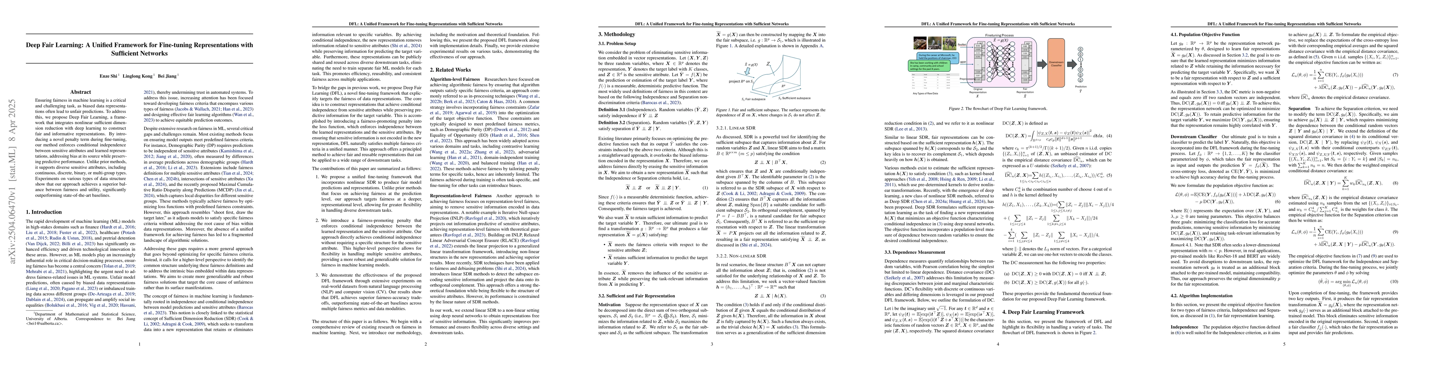 Thumbnail for Deep Fair Learning: A Unified Framework for Fine-tuning Representations
  with Sufficient Networks
