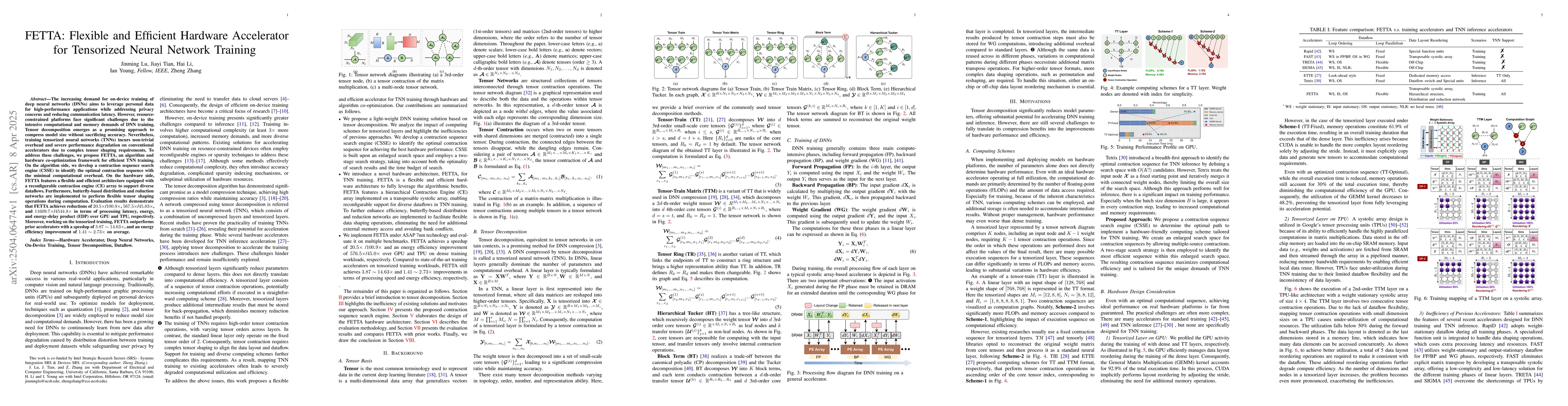 Thumbnail for FETTA: Flexible and Efficient Hardware Accelerator for Tensorized Neural
  Network Training