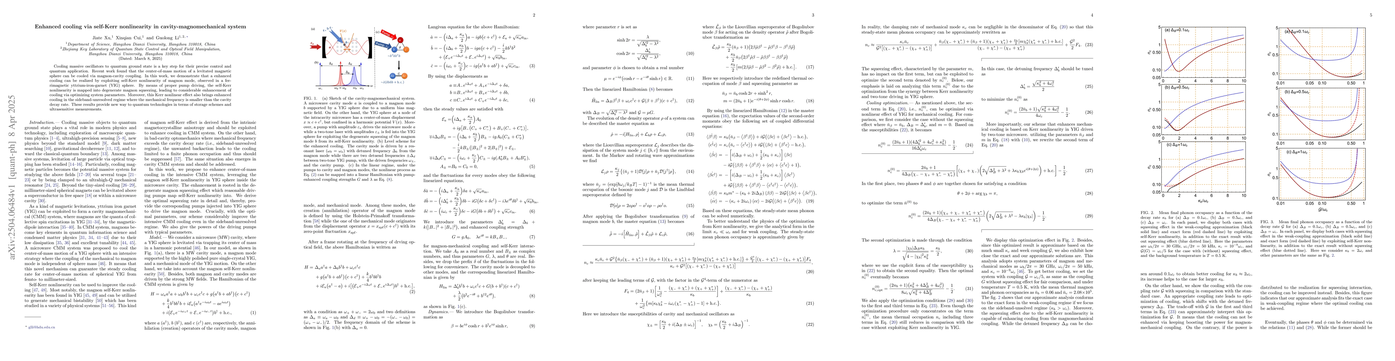 Thumbnail for Enhanced cooling via self-Kerr nonlinearity in cavity-magnomechanical
  system