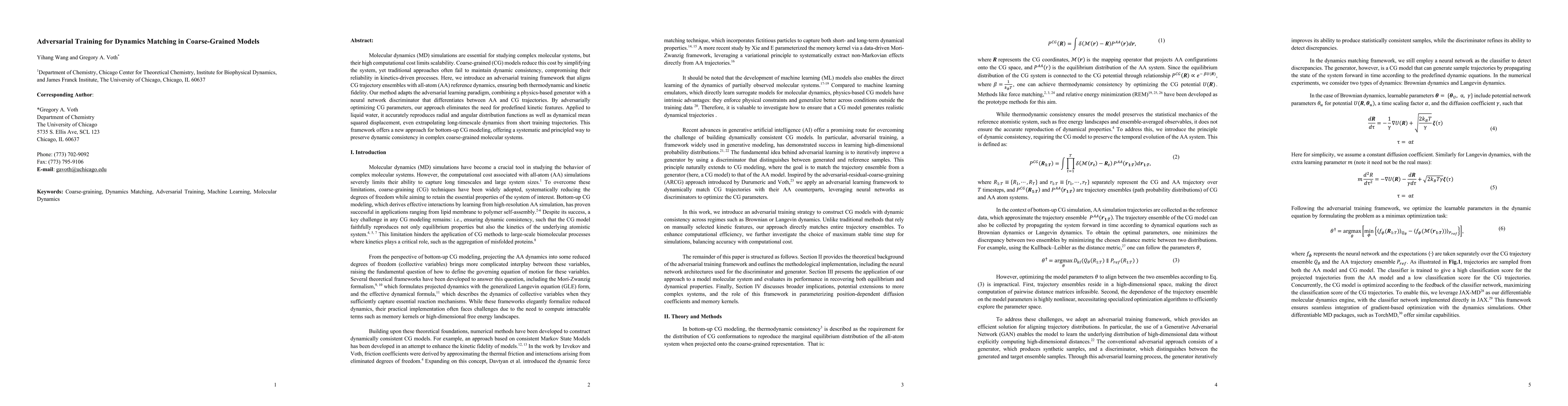 Thumbnail for Adversarial Training for Dynamics Matching in Coarse-Grained Models