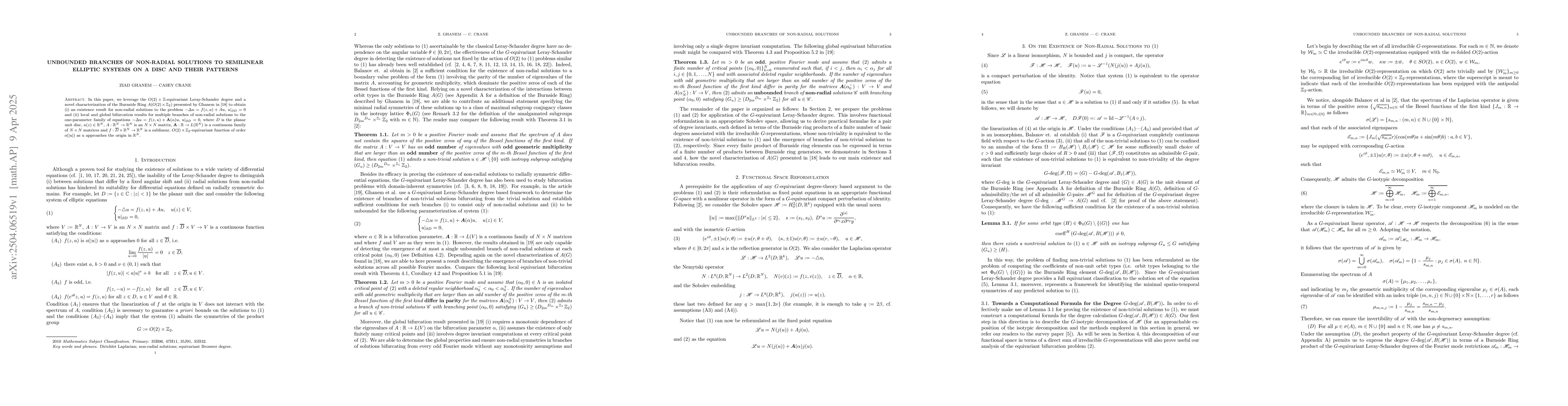 Thumbnail for Unbounded Branches of Non-Radial Solutions to Semilinear Elliptic
  Systems on a Disc and their Patterns