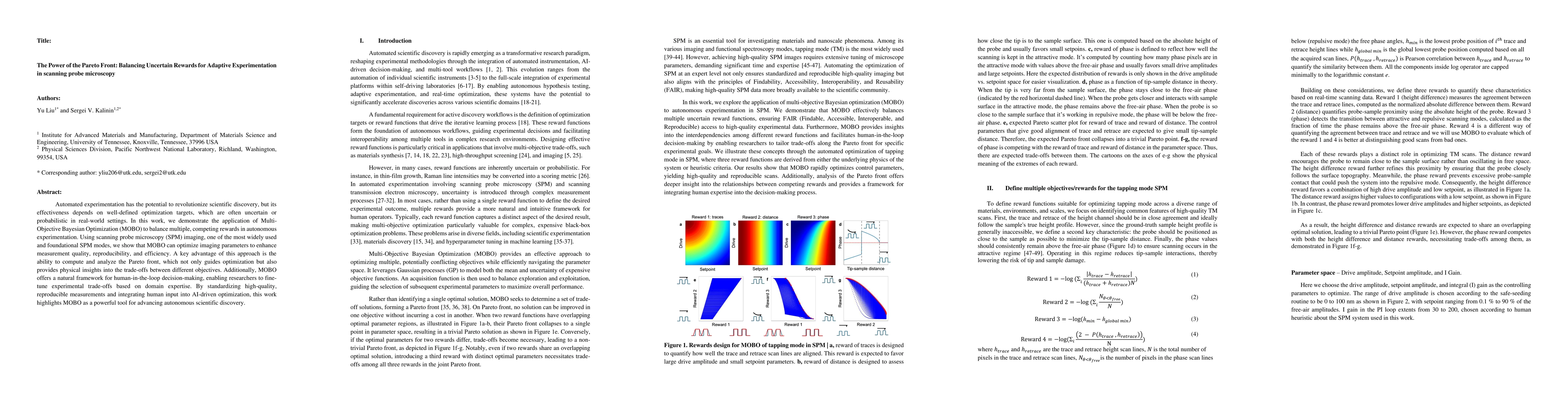 Thumbnail for The Power of the Pareto Front: Balancing Uncertain Rewards for Adaptive
  Experimentation in scanning probe microscopy