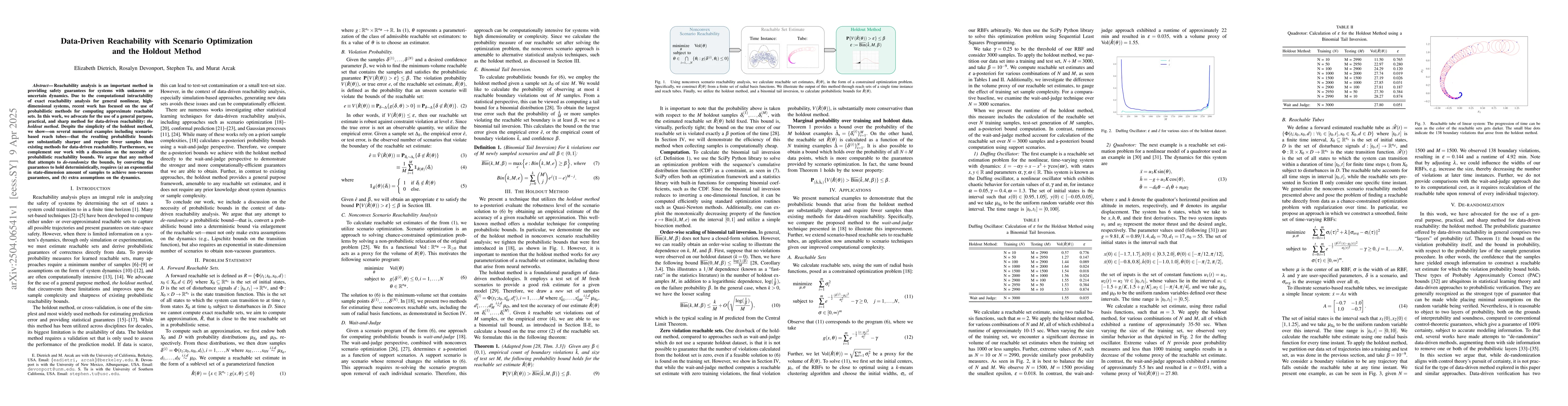 Thumbnail for Data-Driven Reachability with Scenario Optimization and the Holdout
  Method