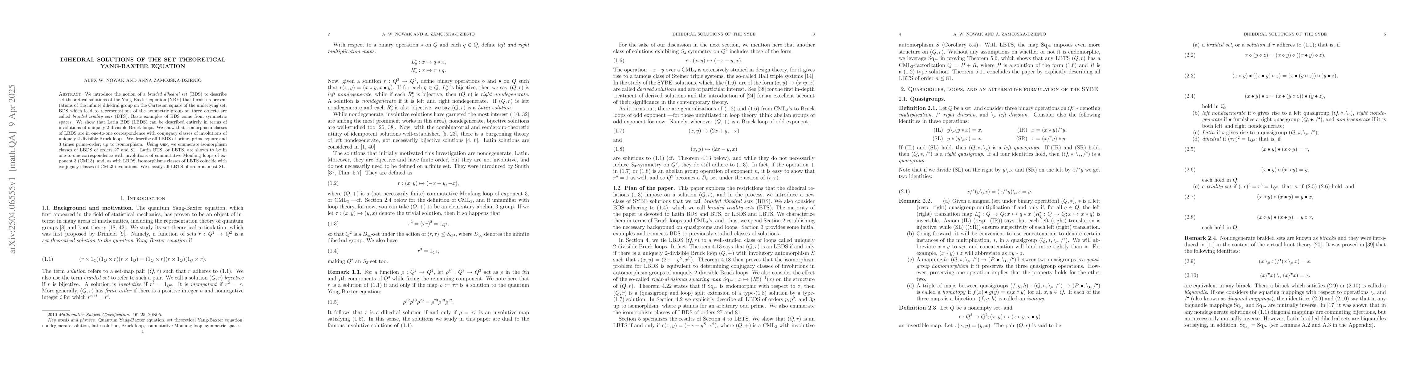 Thumbnail for Dihedral solutions of the set theoretical Yang-Baxter equation