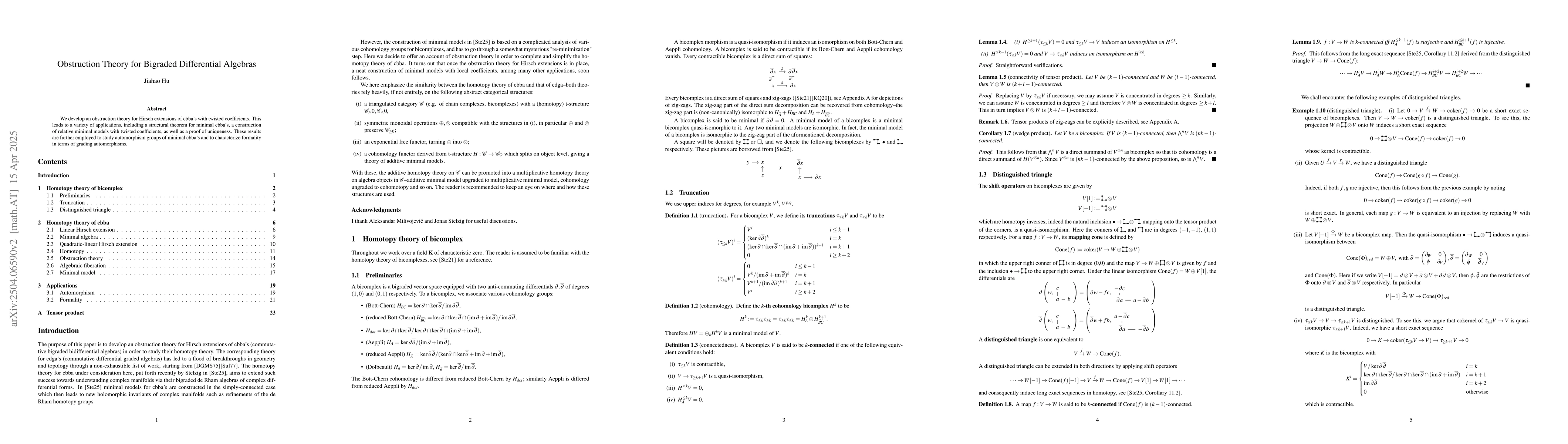 Thumbnail for Obstruction Theory for Bigraded Differential Algebras