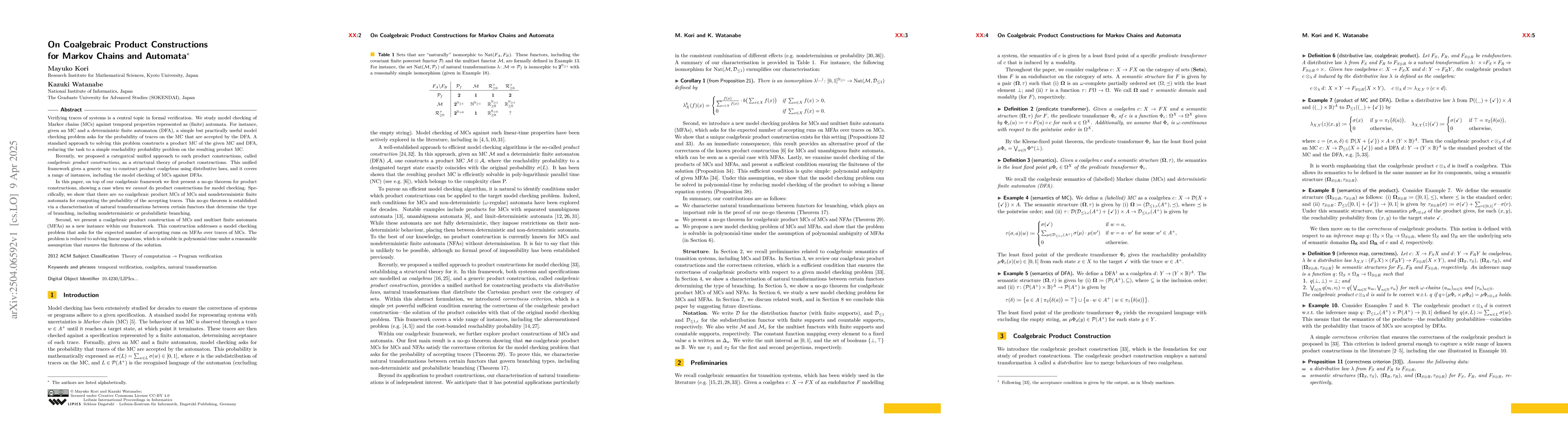 Thumbnail for On Coalgebraic Product Constructions for Markov Chains and Automata