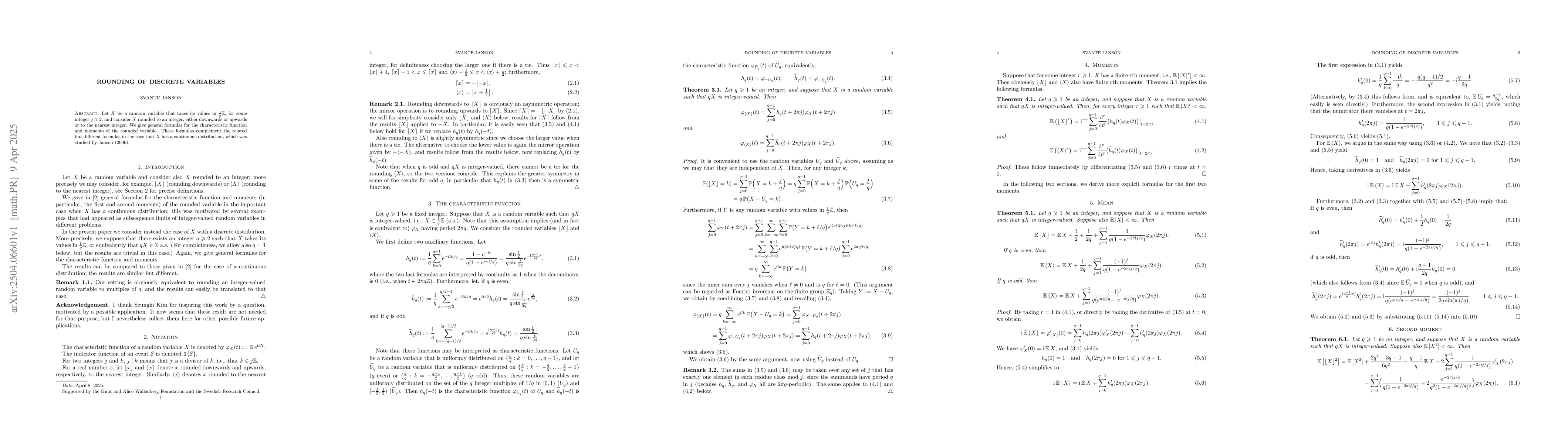 Thumbnail for Rounding of discrete variables