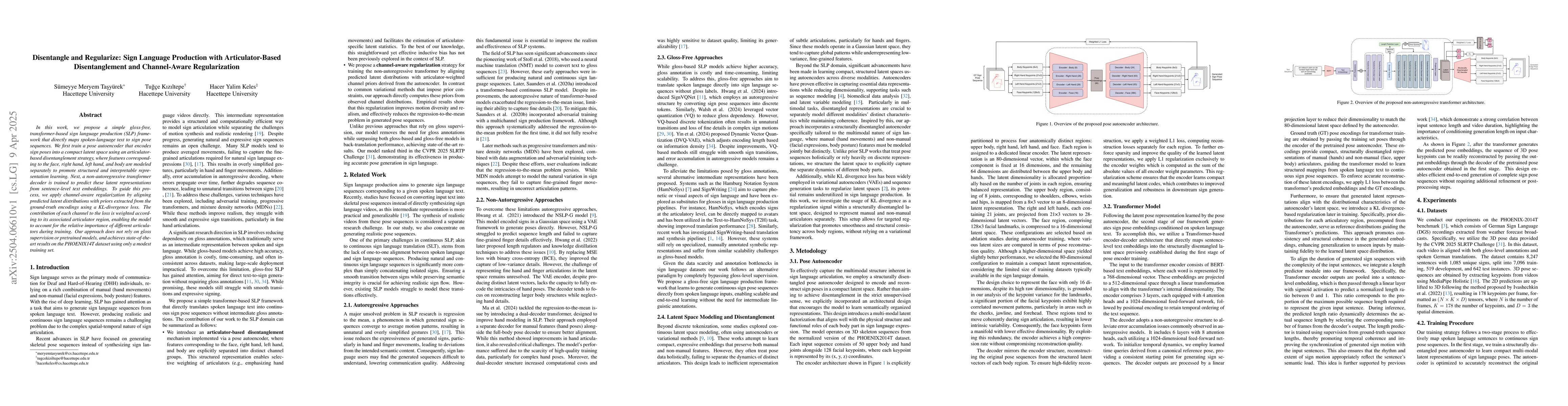 Thumbnail for Disentangle and Regularize: Sign Language Production with
  Articulator-Based Disentanglement and Channel-Aware Regularization