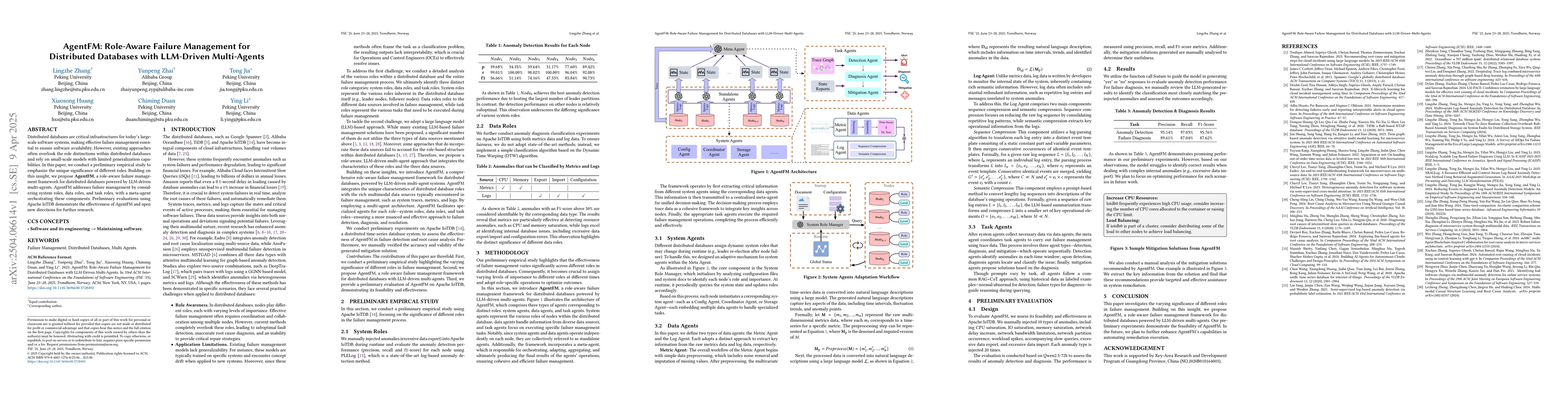 Thumbnail for AgentFM: Role-Aware Failure Management for Distributed Databases with
  LLM-Driven Multi-Agents