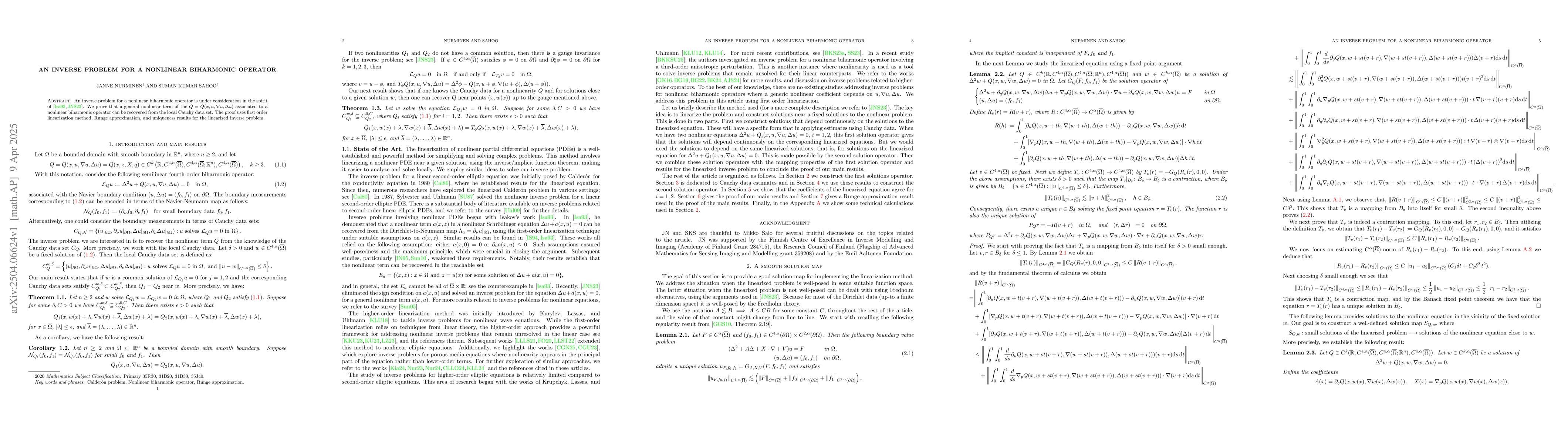 Thumbnail for An inverse problem for a nonlinear biharmonic operator