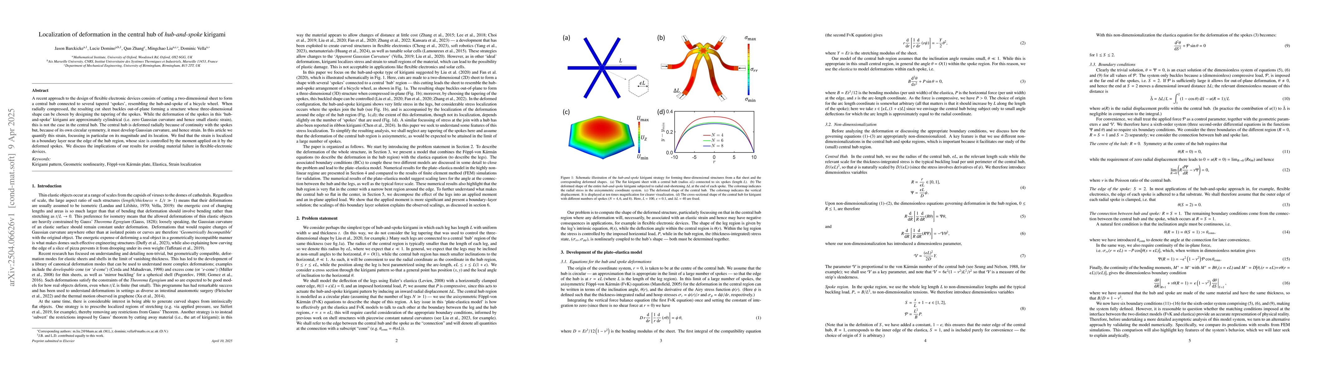 Thumbnail for Localization of deformation in the central hub of hub-and-spoke kirigami