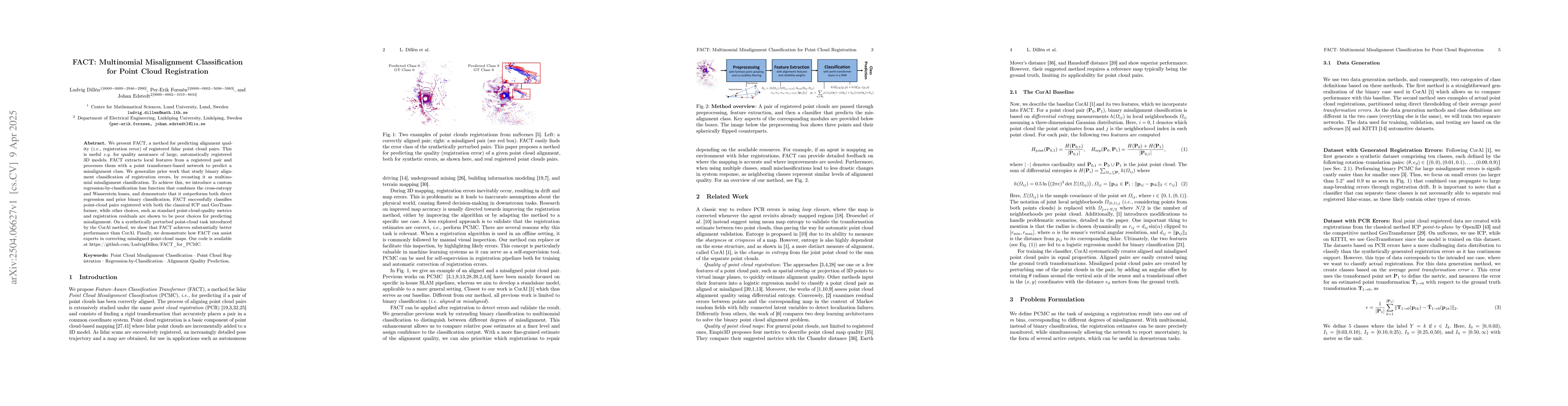 Thumbnail for FACT: Multinomial Misalignment Classification for Point Cloud
  Registration