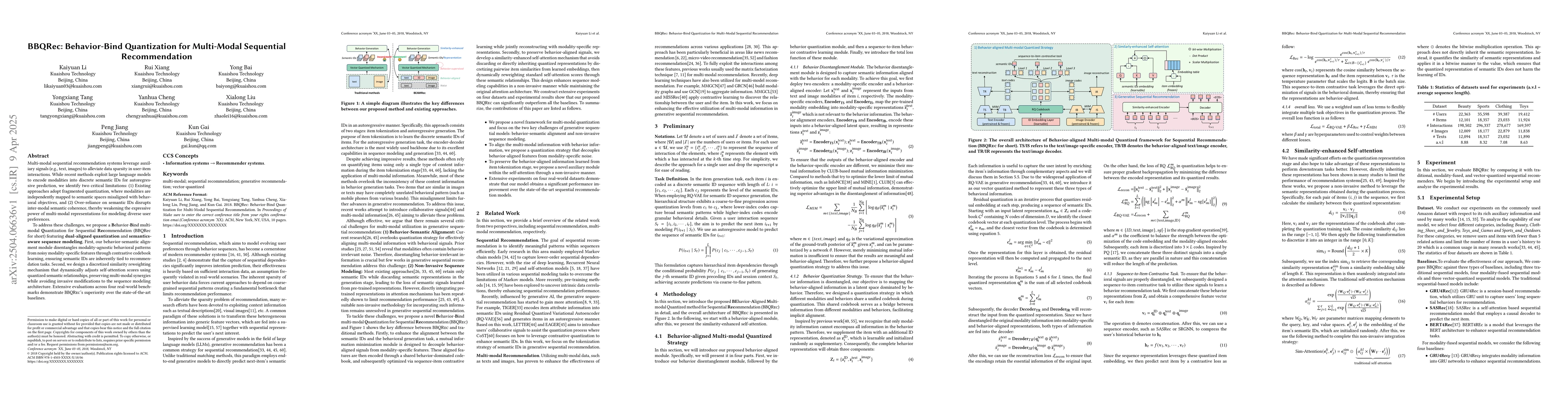 Thumbnail for BBQRec: Behavior-Bind Quantization for Multi-Modal Sequential
  Recommendation