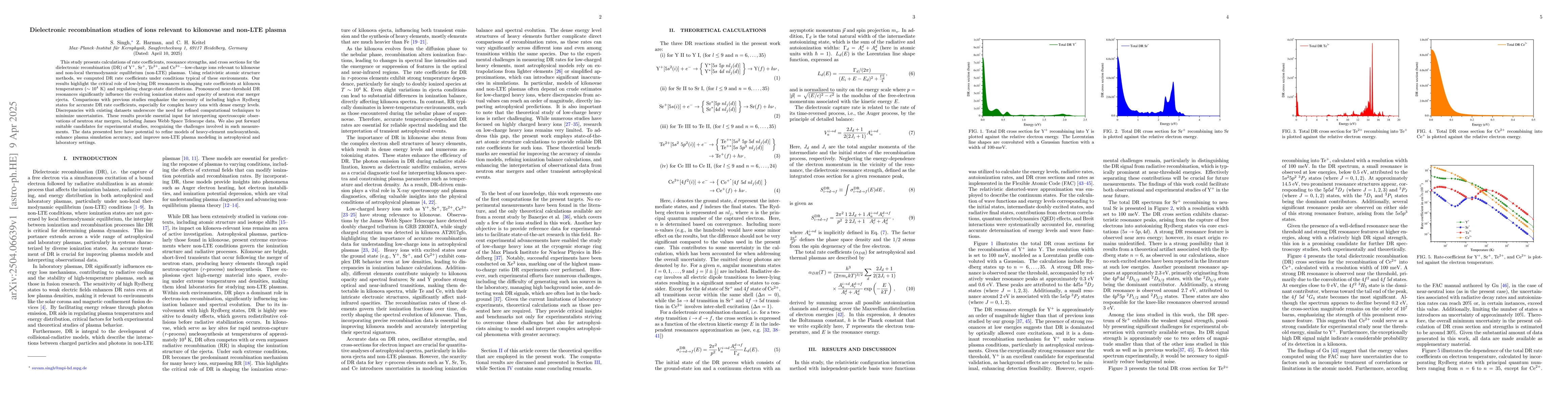 Thumbnail for Dielectronic recombination studies of ions relevant to kilonovae and
  non-LTE plasma
