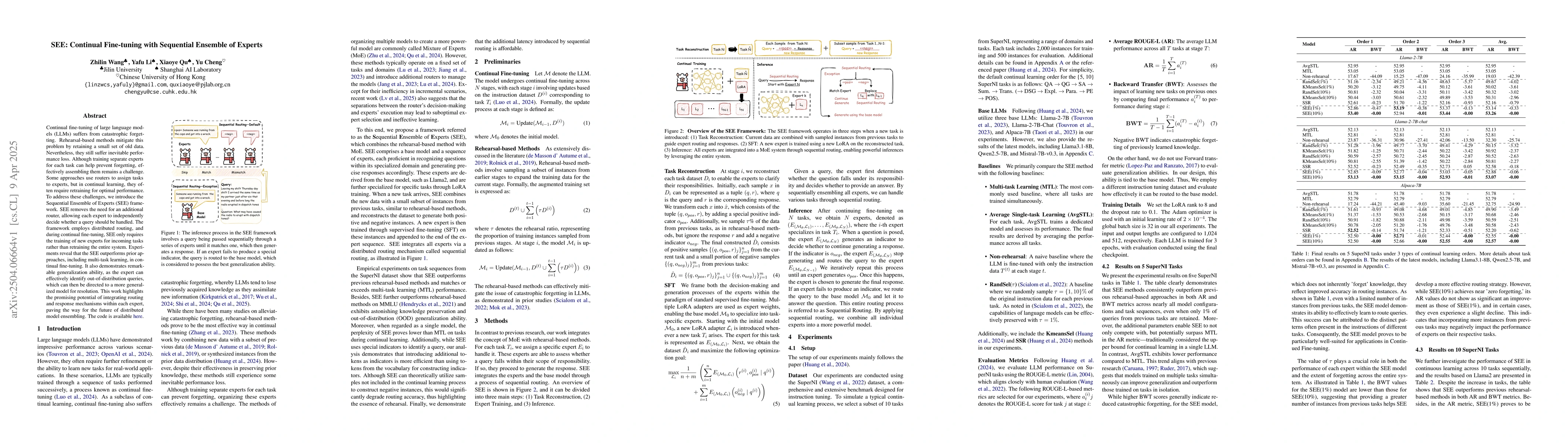 Thumbnail for SEE: Continual Fine-tuning with Sequential Ensemble of Experts
