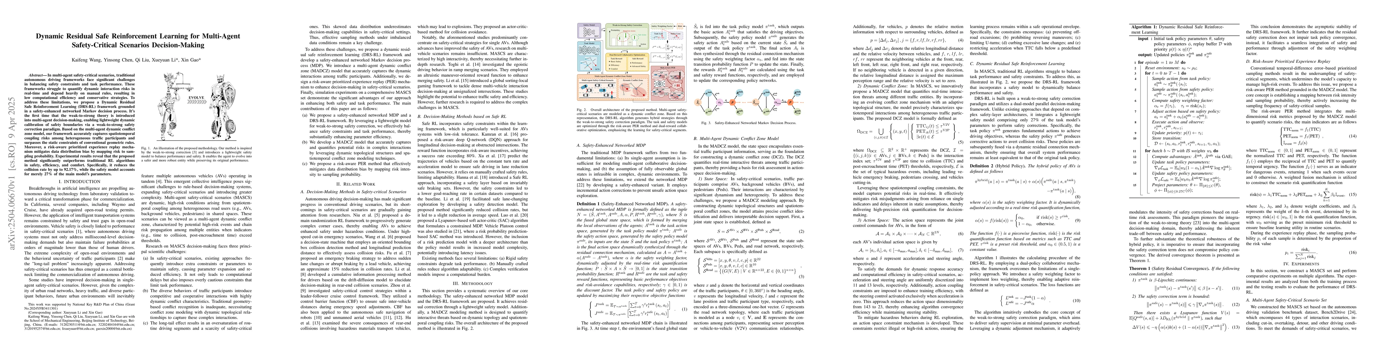 Thumbnail for Dynamic Residual Safe Reinforcement Learning for Multi-Agent
  Safety-Critical Scenarios Decision-Making