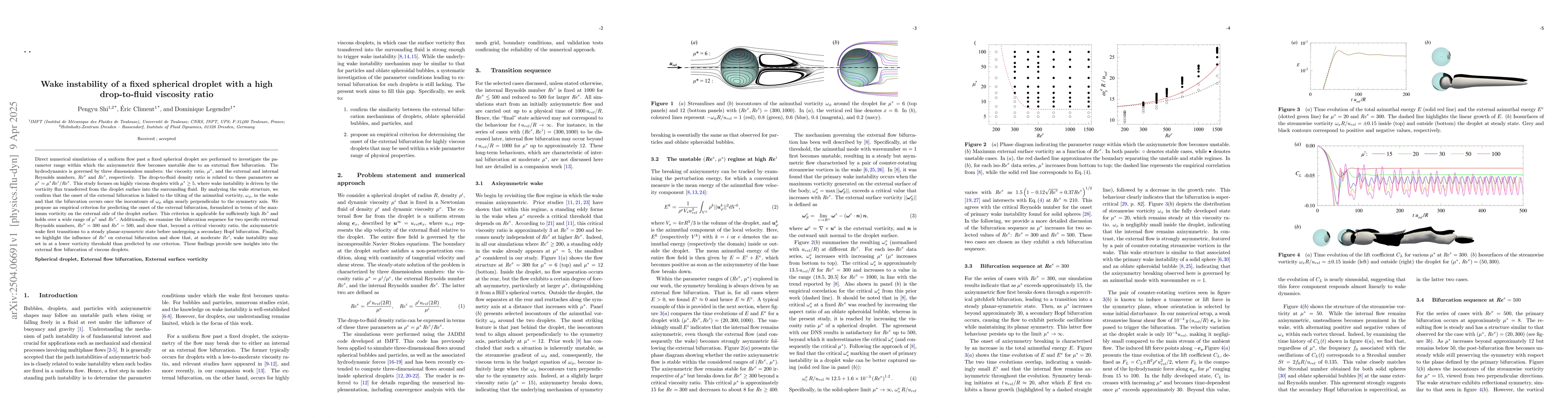 Thumbnail for Wake instability of a fixed spherical droplet with a high drop-to-fluid
  viscosity ratio